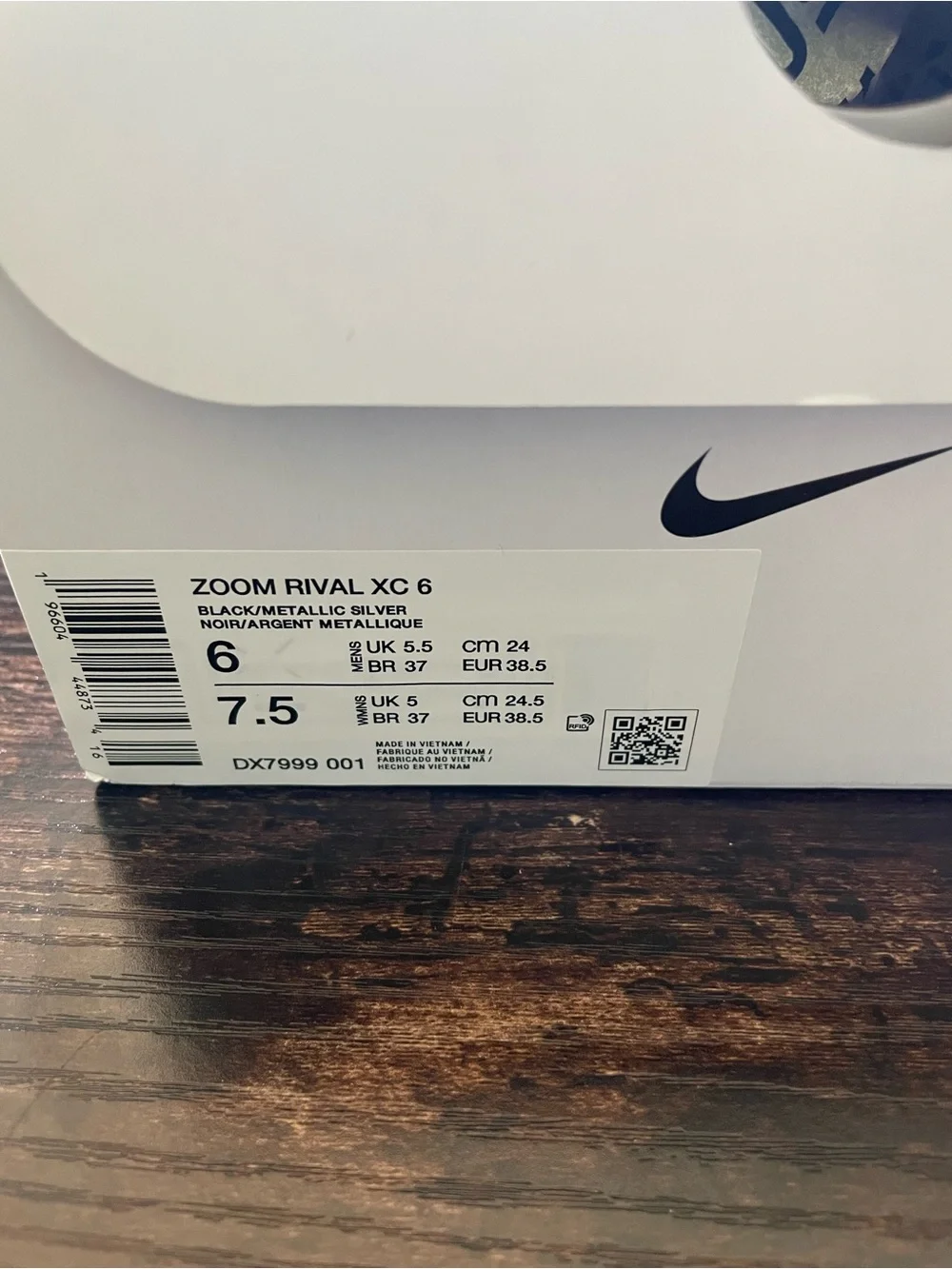 Nike Zoom Rival XC 6 Black and White Athletic Track and Field Shoes